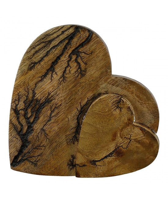 Διακοσμητικό ArteLibre Καρδιές Καφέ Ξύλο 17x17cm