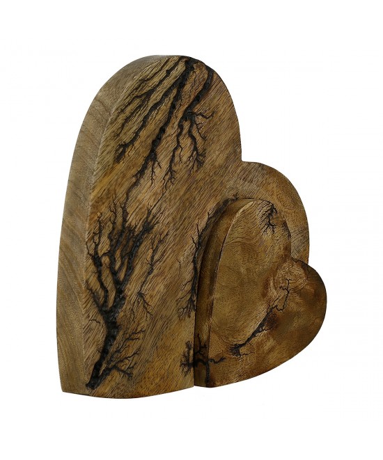 Διακοσμητικό ArteLibre Καρδιές Καφέ Ξύλο 17x17cm