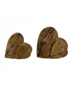Διακοσμητικό ArteLibre Καρδιές Καφέ Ξύλο 17x17cm