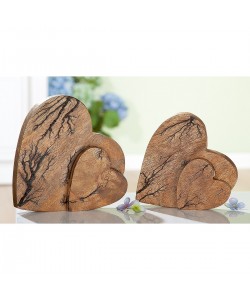 Διακοσμητικό ArteLibre Καρδιές Καφέ Ξύλο 17x17cm