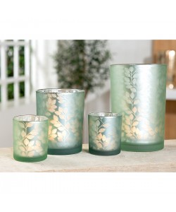 Θήκη Ρεσώ ArteLibre Με Διακόσμηση Φύλλα Πράσινο Γυαλί 8cm Σε 2 Σχέδια