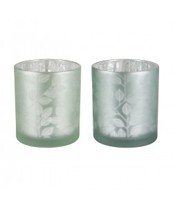 Θήκη Ρεσώ ArteLibre Με Διακόσμηση Φύλλα Πράσινο Γυαλί 8cm Σε 2 Σχέδια