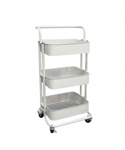 Μανάβης Τρόλεϊ Με 3 Ράφια Και Χειρολαβή Λευκό Μέταλλο 35x42.5x79cm