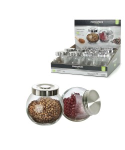 Δοχείο Μπαχαρικών Με Μεταλλικό Πώμα Διάφανο/Ασημί Γυαλί/Μέταλλο 190ml Σε 2 Σχέδια