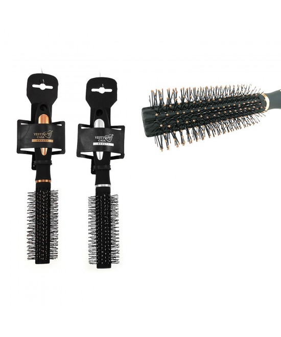 Βούρτσα Μαλλιών Μαλακή Λαβή Μαύρο Πλαστικό Φ4x24cm Σε 2 Αποχρώσεις