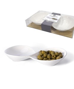 Μπολ Για Σνακς Διπλό Λευκό Κεραμικό 26x14.5x4cm
