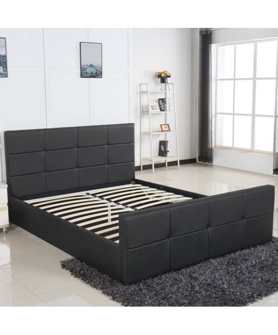 Κρεβάτι ArteLibre ANEMONE Μαύρο PU Με Αποθηκευτικό Χώρο 217.5x170.5x100cm(Στρώμα 160x200cm)