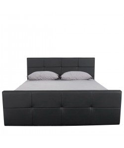 Κρεβάτι ArteLibre ANEMONE Μαύρο PU Με Αποθηκευτικό Χώρο 217.5x170.5x100cm(Στρώμα 160x200cm)