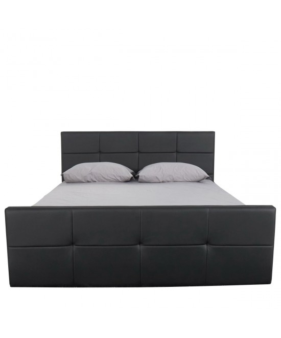 Κρεβάτι ArteLibre ANEMONE Μαύρο PU Με Αποθηκευτικό Χώρο 217.5x170.5x100cm(Στρώμα 160x200cm)