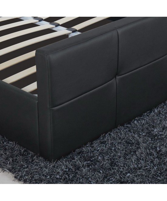 Κρεβάτι ArteLibre ANEMONE Μαύρο PU Με Αποθηκευτικό Χώρο 217.5x170.5x100cm(Στρώμα 160x200cm)