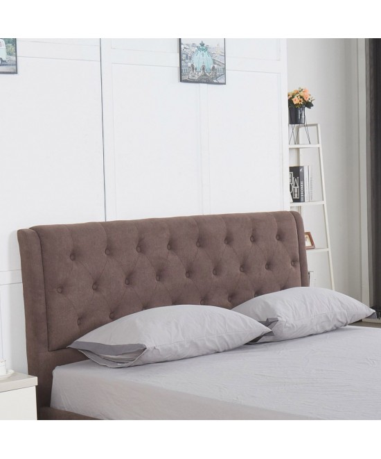 Κρεβάτι ArteLibre ASTER Σκούρο Καφέ Ύφασμα Με Αποθηκευτικό Χώρο 216x170.5x103cm (Στρώμα 160x200cm)