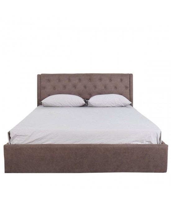 Κρεβάτι ArteLibre ASTER Σκούρο Καφέ Ύφασμα Με Αποθηκευτικό Χώρο 216x170.5x103cm (Στρώμα 160x200cm)