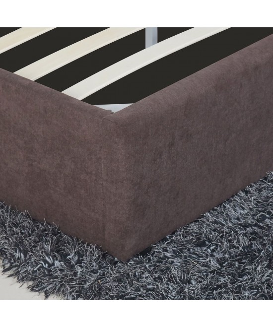 Κρεβάτι ArteLibre ASTER Σκούρο Καφέ Ύφασμα Με Αποθηκευτικό Χώρο 216x170.5x103cm (Στρώμα 160x200cm)