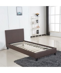 Κρεβάτι ArteLibre AZALEA Σκούρο Καφέ PU 213x101x88cm (Στρώμα 90x200cm)