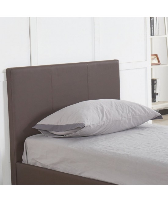 Κρεβάτι ArteLibre AZALEA Σκούρο Καφέ PU 213x101x88cm (Στρώμα 90x200cm)