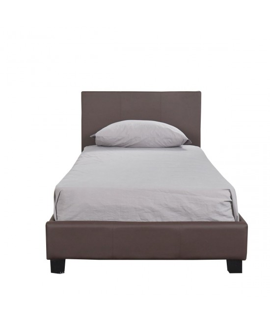 Κρεβάτι ArteLibre AZALEA Σκούρο Καφέ PU 213x101x88cm (Στρώμα 90x200cm)