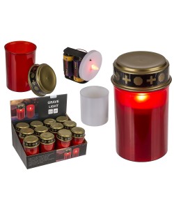 Κερί Αφιέρωσης Με LED Κόκκινο/Χρυσό Πλαστικό 7x12.5cm Μπαταρίας