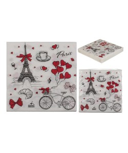 Χαρτοπετσέτες 'Paris' Τρίφυλλες Λευκό 33x33cm Σετ 20Τμχ