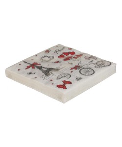 Χαρτοπετσέτες 'Paris' Τρίφυλλες Λευκό 33x33cm Σετ 20Τμχ