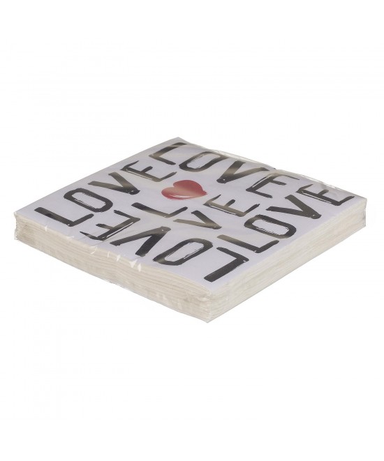 Χαρτοπετσέτες 'Love' Τρίφυλλες Λευκό 33x33cm Σετ 20Τμχ Χαρτοπετσέτες 'Love' Τρίφυλλες Λευκό 33x33cm Σετ 20Τμχ