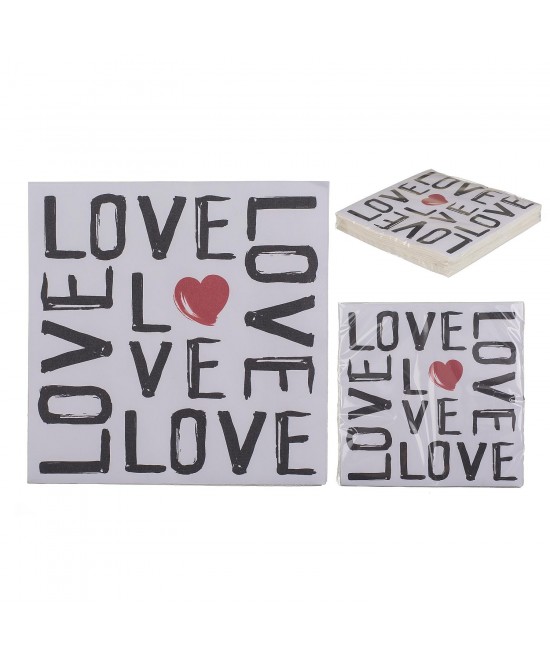Χαρτοπετσέτες 'Love' Τρίφυλλες Λευκό 33x33cm Σετ 20Τμχ Χαρτοπετσέτες 'Love' Τρίφυλλες Λευκό 33x33cm Σετ 20Τμχ