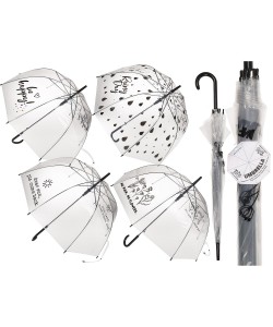 Ομπρέλα Dome Διάφανη Με Σχέδιο Και Αυτόματο Άνοιγμα 85cm Σε 4 Σχέδια