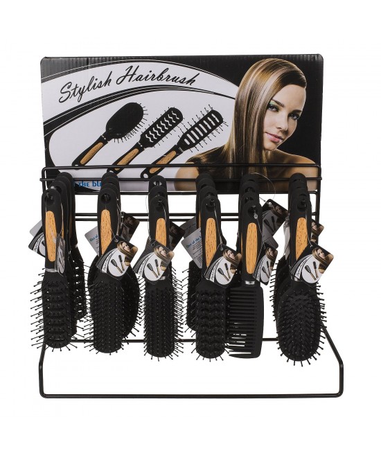Βούρτσα Μαλλιών Μαύρο/Φυσικό Πλαστικό 18cm Σε 6 Τύπους