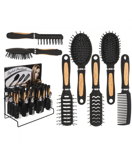 Βούρτσα Μαλλιών Μαύρο/Φυσικό Πλαστικό 18cm Σε 6 Τύπους
