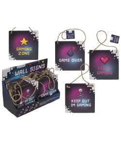 Πινακίδα Κρεμαστή Διακοσμητική Gaming Χαρτόνι 18x18cm Σε 4 Σχέδια