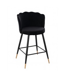 Σκαμπό Bar ArteLibre GESELL Με Πλάτη Μαύρο Βελούδο/Μέταλλο 50x50x90cm
