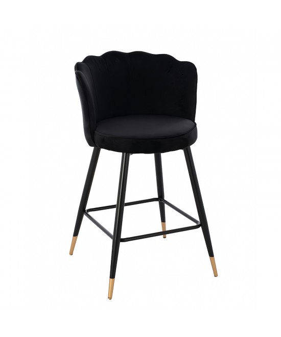 Σκαμπό Bar ArteLibre GESELL Με Πλάτη Μαύρο Βελούδο/Μέταλλο 50x50x90cm