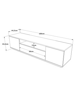 Έπιπλο Τηλεόρασης ArteLibre CHILHAM Φυσικό/Λευκό Μοριοσανίδα 180x44.5x44.6cm