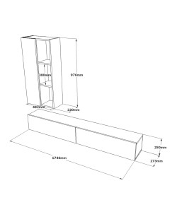 Σύνθετο ArteLibre ANERLEY Σκούρο Καφέ/Γκρι Με Εφέ Τσιμέντο Μοριοσανίδα 174.6x27.3x25cm/48.2x22x97.6cm