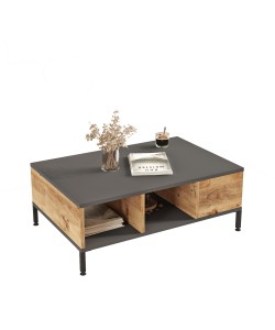 Τραπεζάκι Σαλονιού ArteLibre ANGEL Πεύκο/Ανθρακί Μοριοσανίδα/Μέταλλο 90x60x33.1cm