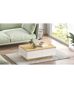 Τραπεζάκι Σαλονιού ArteLibre ARNOS Λευκό/Φυσικό Μοριοσανίδα 90x60x31.6cm