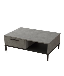 Τραπεζάκι Σαλονιού ArteLibre BALHAM Γκρι Με Εφέ Τσιμέντο/Μαύρο Μοριοσανίδα/Μέταλλο 90x60x31.5cm