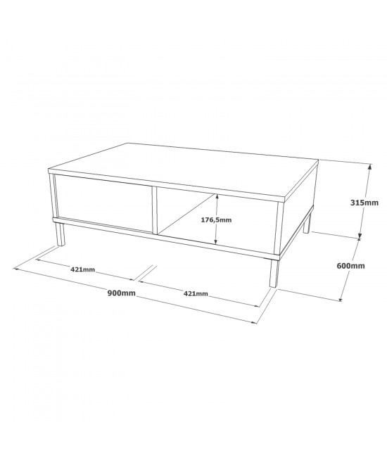 Τραπεζάκι Σαλονιού ArteLibre BALHAM Γκρι Με Εφέ Τσιμέντο/Μαύρο Μοριοσανίδα/Μέταλλο 90x60x31.5cm