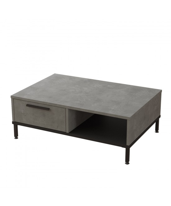 Τραπεζάκι Σαλονιού ArteLibre BALHAM Γκρι Με Εφέ Τσιμέντο/Μαύρο Μοριοσανίδα/Μέταλλο 90x60x31.5cm