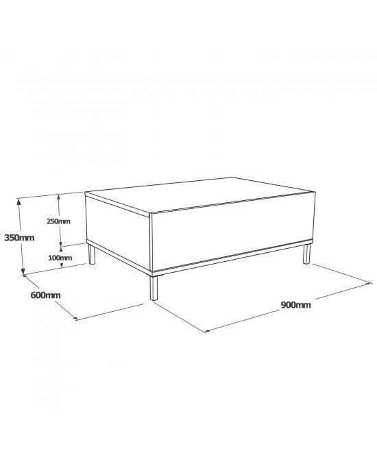 Τραπεζάκι Σαλονιού ArteLibre BARNET Γκρι Με Εφέ Τσιμέντο/Μαύρο Μοριοσανίδα/Μέταλλο 90x60x35cm