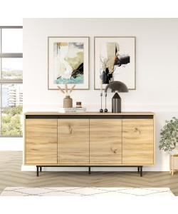 Μπουφές ArteLibre BRENTFORD Φυσικό/Μαύρο Μοριοσανίδα/Μέταλλο 160x44.5x75.6cm