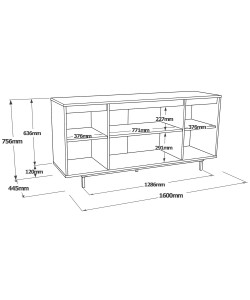 Μπουφές ArteLibre BRENTFORD Φυσικό/Μαύρο Μοριοσανίδα/Μέταλλο 160x44.5x75.6cm