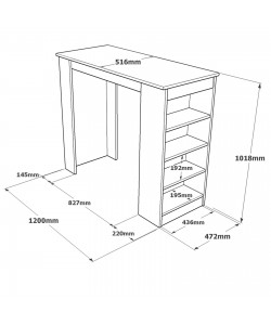 Τραπέζι Bar ArteLibre BROCKLEY Πεύκο/Λευκό Μοριοσανίδα 120x51.6x101.8cm
