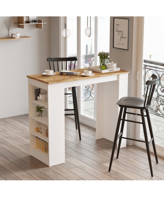 Τραπέζι Bar ArteLibre BROCKLEY Πεύκο/Λευκό Μοριοσανίδα 120x51.6x101.8cm Τραπέζι Bar ArteLibre BROCKLEY Πεύκο/Λευκό Μοριοσανίδα 120x51.6x101.8cm