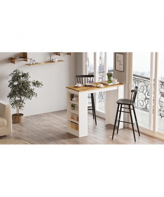 Τραπέζι Bar ArteLibre BROCKLEY Πεύκο/Λευκό Μοριοσανίδα 120x51.6x101.8cm Τραπέζι Bar ArteLibre BROCKLEY Πεύκο/Λευκό Μοριοσανίδα 120x51.6x101.8cm