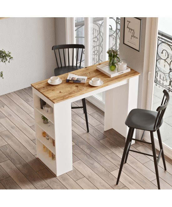 Τραπέζι Bar ArteLibre BROCKLEY Πεύκο/Λευκό Μοριοσανίδα 120x51.6x101.8cm Τραπέζι Bar ArteLibre BROCKLEY Πεύκο/Λευκό Μοριοσανίδα 120x51.6x101.8cm