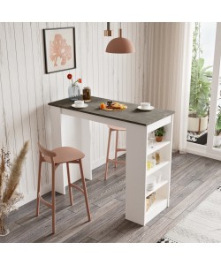 Τραπέζι Bar ArteLibre BROCKLEY Λευκό/Γκρι Με Εφέ Τσιμέντο Μοριοσανίδα 120x51.6x101.8cm