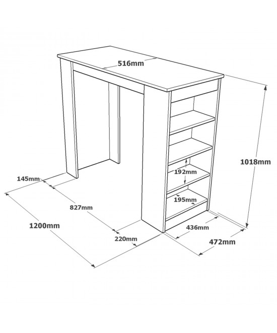 Τραπέζι Bar ArteLibre BROCKLEY Λευκό/Γκρι Με Εφέ Τσιμέντο Μοριοσανίδα 120x51.6x101.8cm