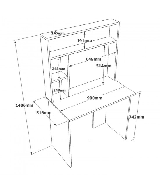 Γραφείο ArteLibre BROMPTON Πεύκο/Λευκό Μοριοσανίδα 90x51.6x148cm