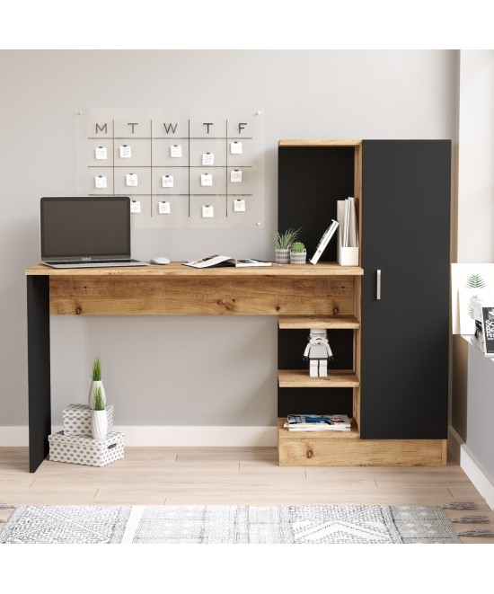 Γραφείο ArteLibre CAMDEN Πεύκο/Μαύρο Μοριοσανίδα 152.3x40x120cm