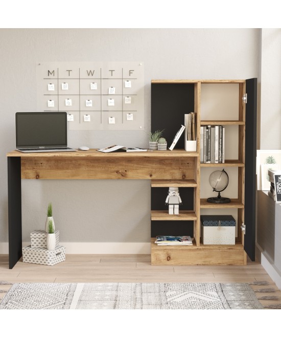 Γραφείο ArteLibre CAMDEN Πεύκο/Μαύρο Μοριοσανίδα 152.3x40x120cm